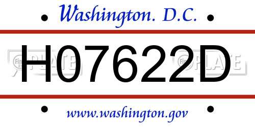 H07622D District Of Columbia License Plate