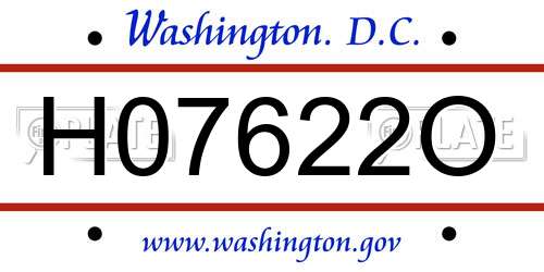 H07622O District Of Columbia License Plate