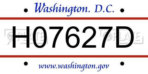 H07627D District Of Columbia License Plate