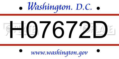 H07672D District Of Columbia License Plate