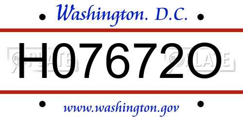 H07672O District Of Columbia License Plate