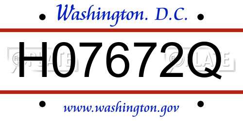 H07672Q District Of Columbia License Plate