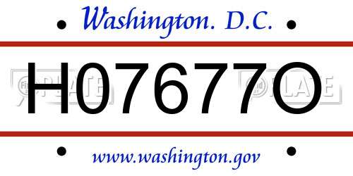 H07677O District Of Columbia License Plate