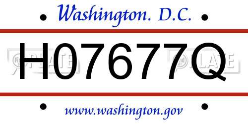 H07677Q District Of Columbia License Plate