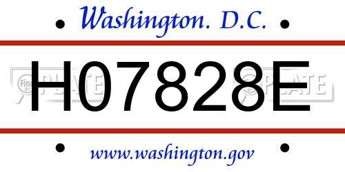 H07828E District Of Columbia License Plate