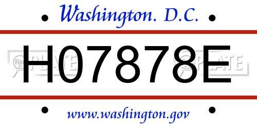 H07878E District Of Columbia License Plate