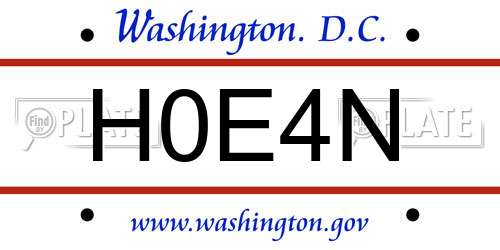 H0E4N District Of Columbia License Plate