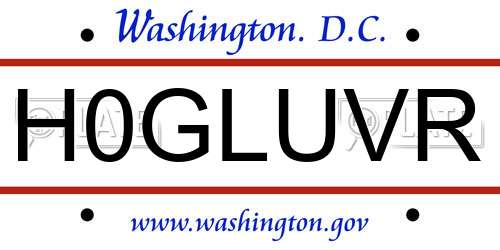 H0GLUVR District Of Columbia License Plate