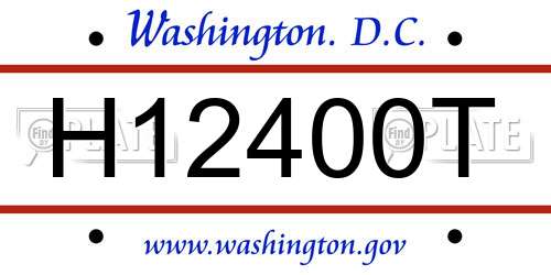H12400T District Of Columbia License Plate