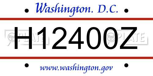 H12400Z District Of Columbia License Plate