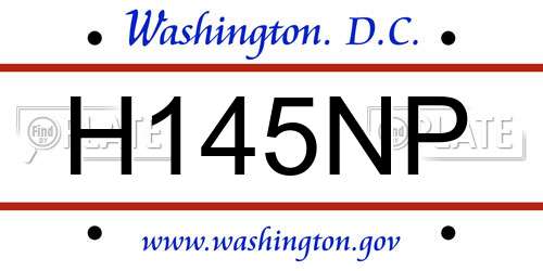H145NP District Of Columbia License Plate