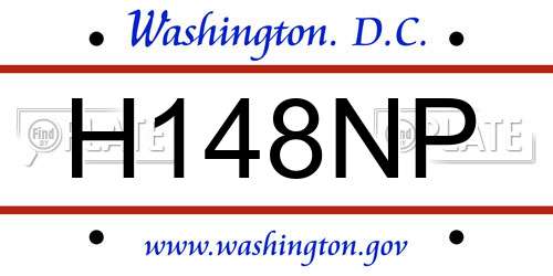 H148NP District Of Columbia License Plate