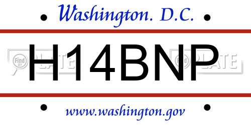 H14BNP District Of Columbia License Plate