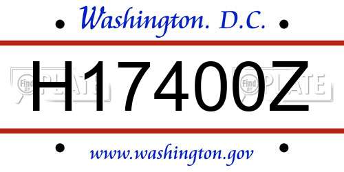 H17400Z District Of Columbia License Plate