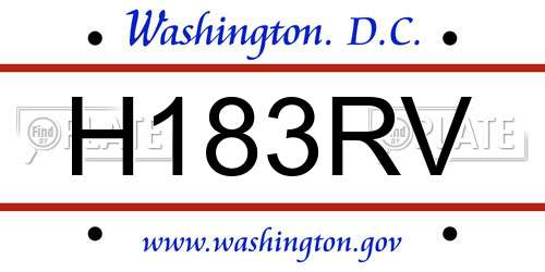 H183RV District Of Columbia License Plate