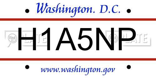 H1A5NP District Of Columbia License Plate