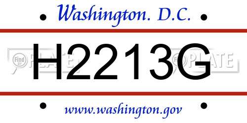 H2213G District Of Columbia License Plate