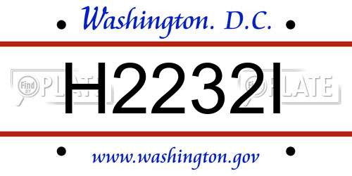 H2232I District Of Columbia License Plate