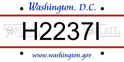 H2237I District Of Columbia License Plate