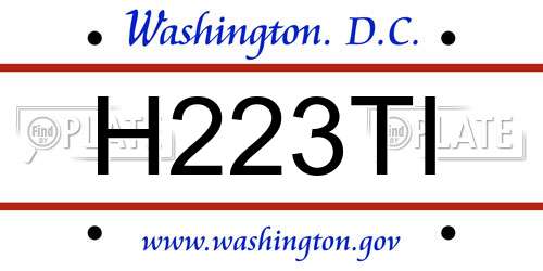 H223TI District Of Columbia License Plate
