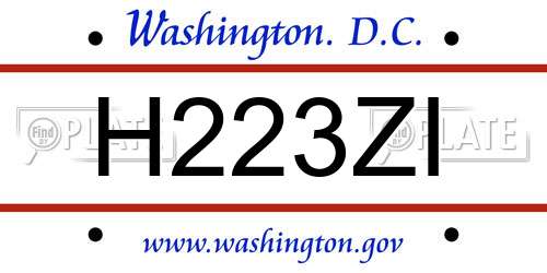 H223ZI District Of Columbia License Plate