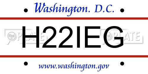 H22IEG District Of Columbia License Plate