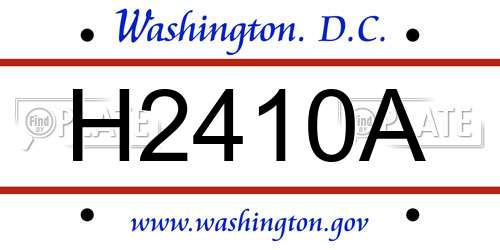 H2410A District Of Columbia License Plate