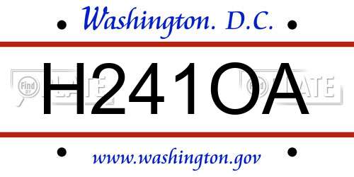 H241OA District Of Columbia License Plate