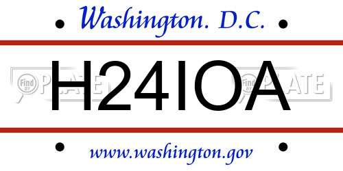 H24IOA District Of Columbia License Plate