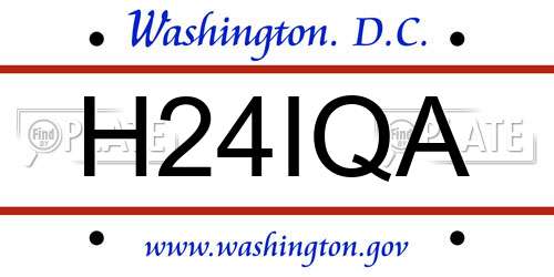 H24IQA District Of Columbia License Plate