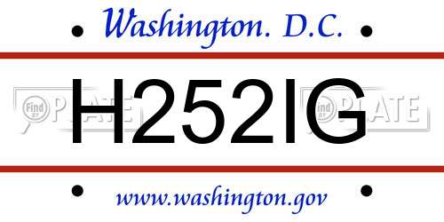 H252IG District Of Columbia License Plate