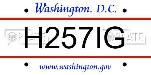 H257IG District Of Columbia License Plate