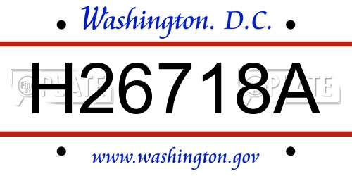 H26718A District Of Columbia License Plate