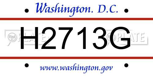 H2713G District Of Columbia License Plate