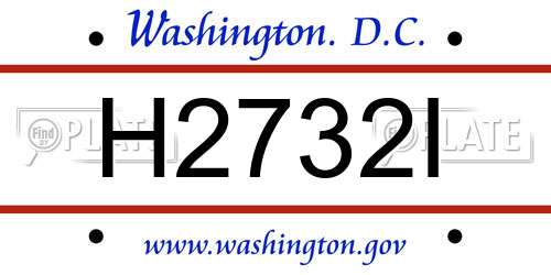 H2732I District Of Columbia License Plate