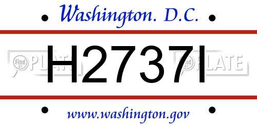 H2737I District Of Columbia License Plate