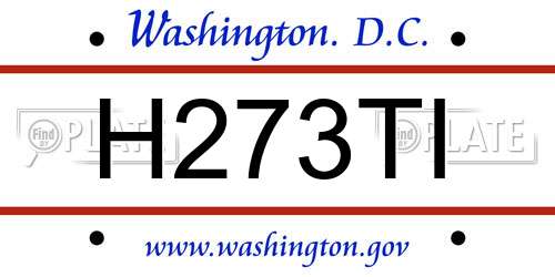 H273TI District Of Columbia License Plate