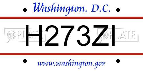H273ZI District Of Columbia License Plate