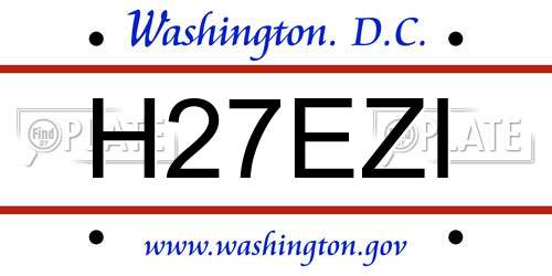 H27EZI District Of Columbia License Plate