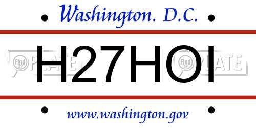 H27HOI District Of Columbia License Plate