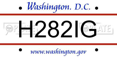 H282IG District Of Columbia License Plate