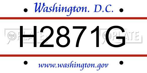 H2871G District Of Columbia License Plate