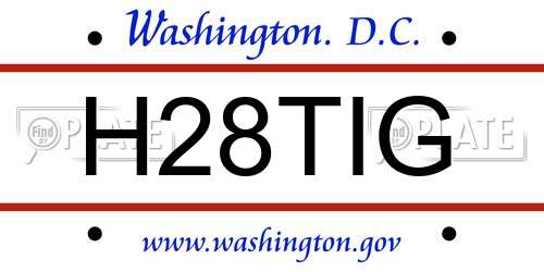 H28TIG District Of Columbia License Plate