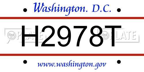 H2978T District Of Columbia License Plate