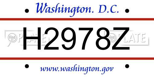 H2978Z District Of Columbia License Plate