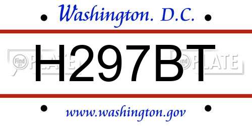 H297BT District Of Columbia License Plate