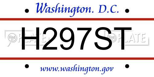 H297ST District Of Columbia License Plate