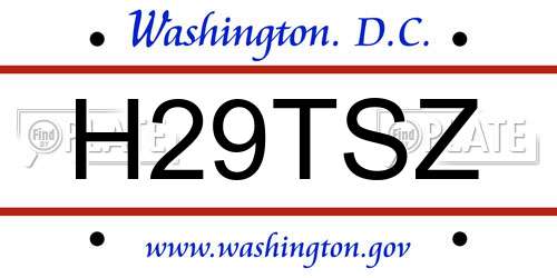 H29TSZ District Of Columbia License Plate