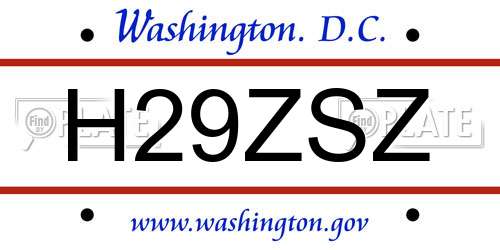 H29ZSZ District Of Columbia License Plate