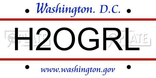 H2OGRL District Of Columbia License Plate